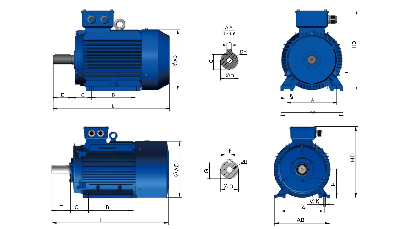 τριφασικός-ηλεκτροκινητήρας-IE1-CI-160M-4-4-(B3)